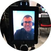 Podcast Talking Tech with Teachers at a Table